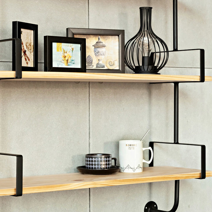 Industrial Wooden Floating Bookshelf Home Wall Mounted Bookcase