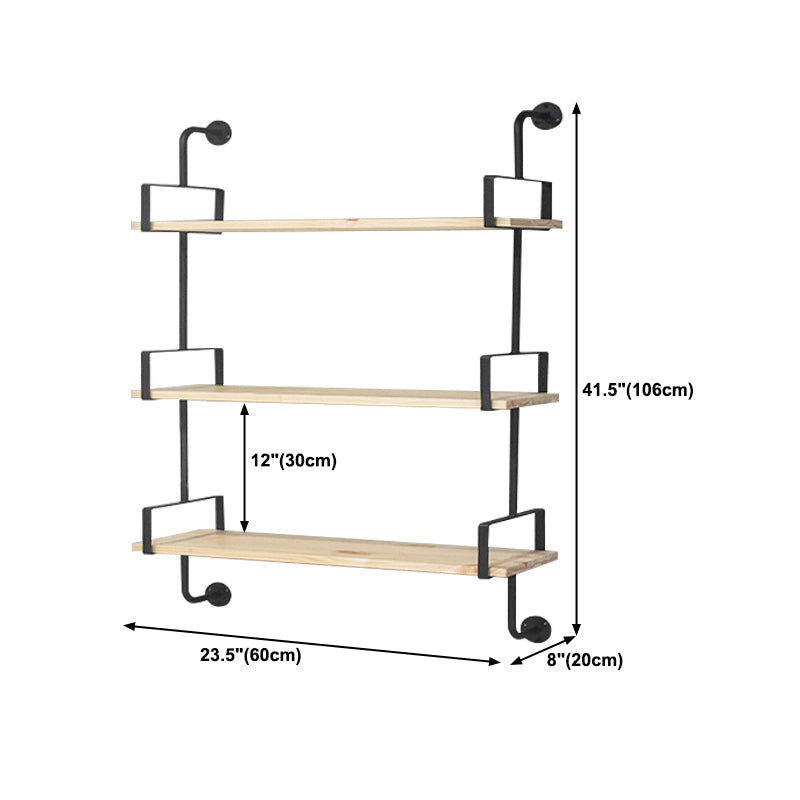 Industrial Wooden Floating Bookshelf Home Wall Mounted Bookcase