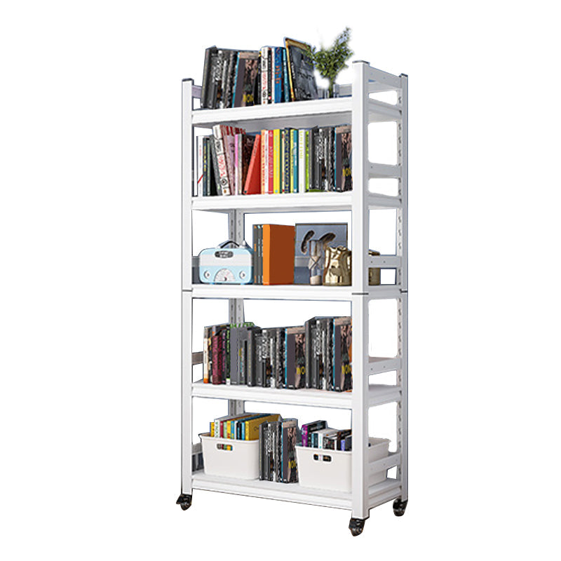Open Standard Bookshelf Modern Minimalist Metal Rectangular Bookcase 19.7"L x 11.8"W x 63"H White Clearhalo 'Bookcases' 'furn' 'furn_bookcases' 'Furniture' 'Office Furniture' 5593441