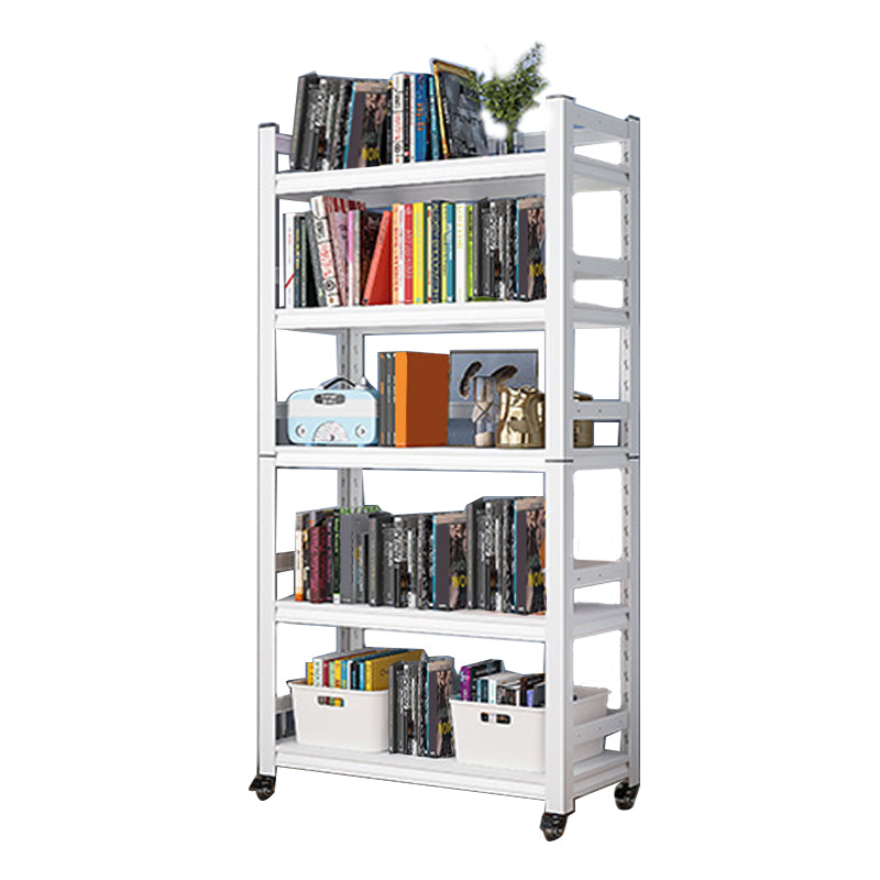 Open Standard Bookshelf Modern Minimalist Metal Rectangular Bookcase 23.6"L x 11.8"W x 63"H White Clearhalo 'Bookcases' 'furn' 'furn_bookcases' 'Furniture' 'Office Furniture' 5593443
