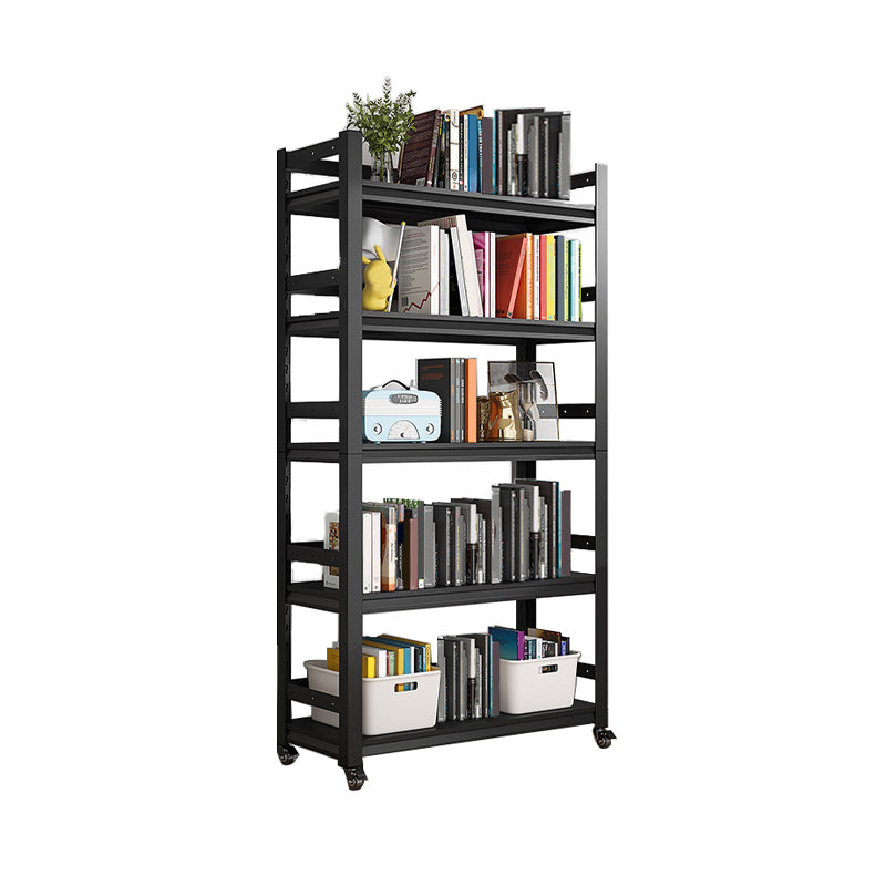 Open Standard Bookshelf Modern Minimalist Metal Rectangular Bookcase 19.7"L x 11.8"W x 63"H Black Clearhalo 'Bookcases' 'furn' 'furn_bookcases' 'Furniture' 'Office Furniture' 5593448