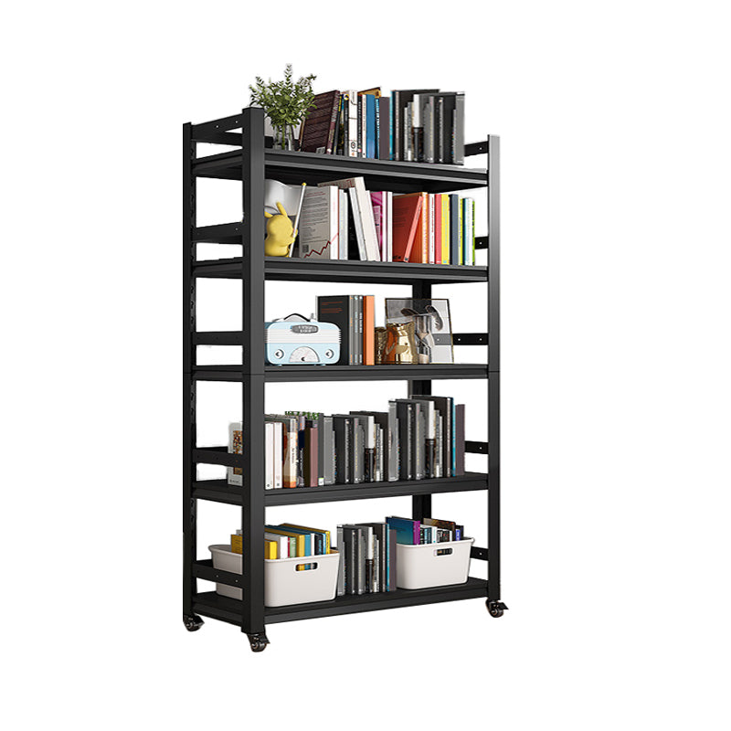 Open Standard Bookshelf Modern Minimalist Metal Rectangular Bookcase 27.6"L x 11.8"W x 63"H Black Clearhalo 'Bookcases' 'furn' 'furn_bookcases' 'Furniture' 'Office Furniture' 5593453