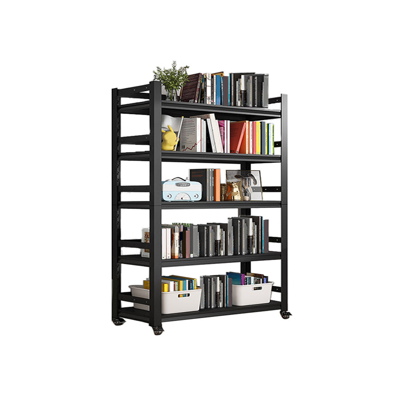 Open Standard Bookshelf Modern Minimalist Metal Rectangular Bookcase 27.6"L x 13.8"W x 63"H Black Clearhalo 'Bookcases' 'furn' 'furn_bookcases' 'Furniture' 'Office Furniture' 5593461