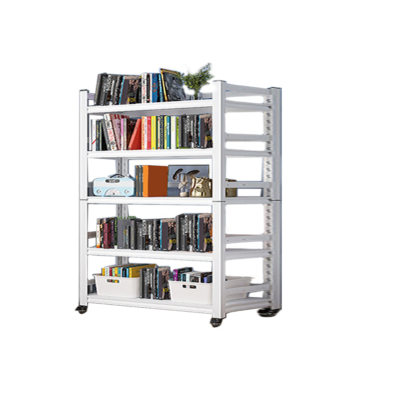 Open Standard Bookshelf Modern Minimalist Metal Rectangular Bookcase 39.4"L x 15.7"W x 63"H White Clearhalo 'Bookcases' 'furn' 'furn_bookcases' 'Furniture' 'Office Furniture' 5593467