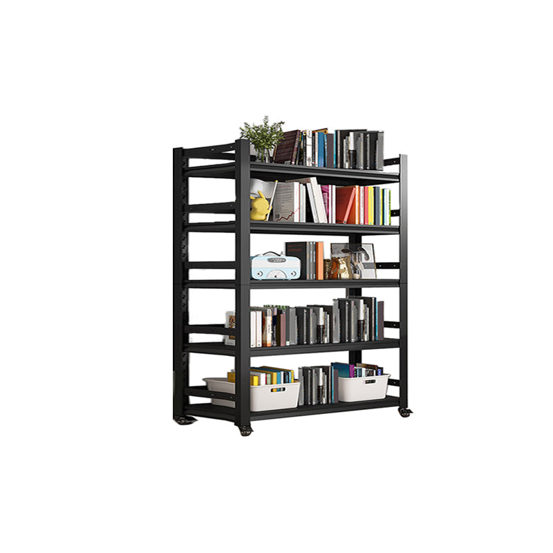 Open Standard Bookshelf Modern Minimalist Metal Rectangular Bookcase 19.7"L x 15.7"W x 63"H Black Clearhalo 'Bookcases' 'furn' 'furn_bookcases' 'Furniture' 'Office Furniture' 5593468