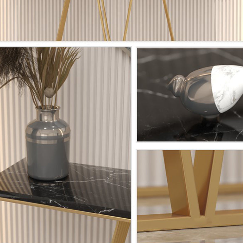 金属脚のある石トップアクセントコンソールテーブル31.50 "H