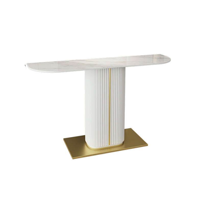 Glam Half Moon Slate Console Table Stain Resistant Pedestal Sofa Console Table Clearhalo 'Console Tables' 'console_tables' 'Entry & Mudroom Furniture' 'furn' 'furn_console_tables' 'Furniture' 5593609
