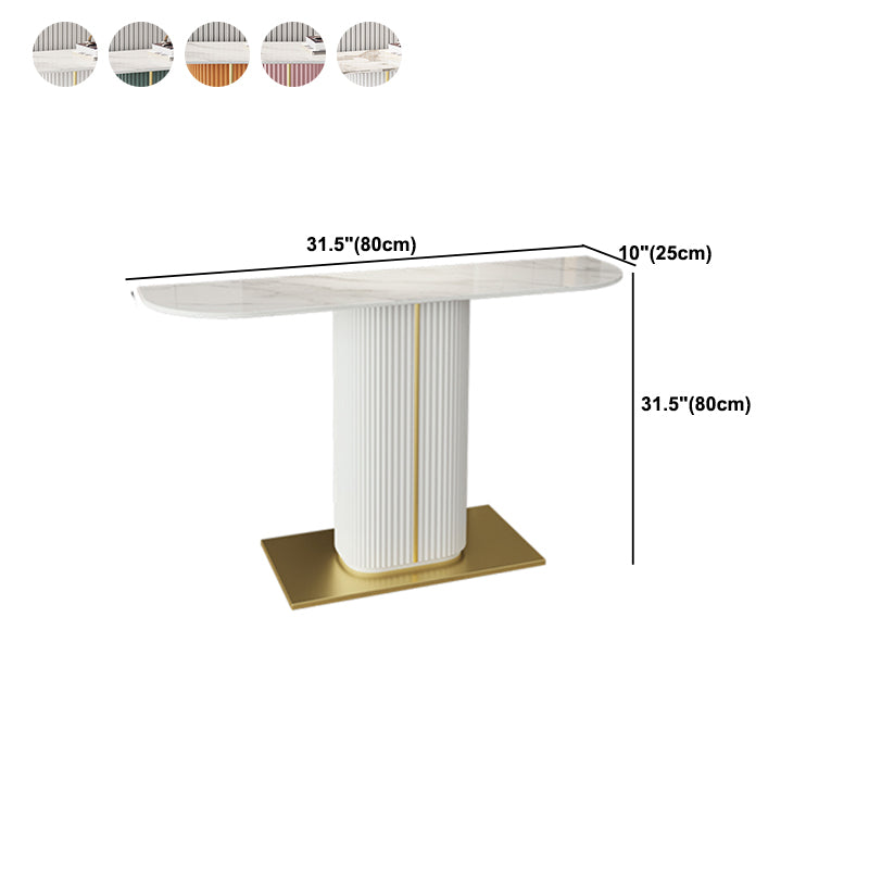 Glam Half Moon Slate Console Table Stain Resistant Pedestal Sofa Console Table Clearhalo 'Console Tables' 'console_tables' 'Entry & Mudroom Furniture' 'furn' 'furn_console_tables' 'Furniture' 5593615