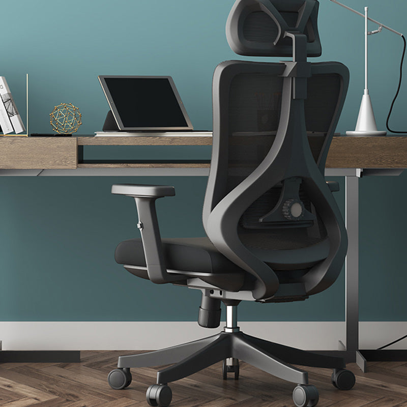 Black / Grey Mesh Office Chair Nylon Frame Rotatable Desk Chair with Wheels Clearhalo 'furn' 'furn_office_chair' 'Furniture' 'Office Chairs' 'Office Furniture' 'office_chair' 5593680