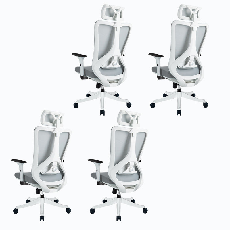 Black / Grey Mesh Office Chair Nylon Frame Rotatable Desk Chair with Wheels White 4 Piece Set Clearhalo 'furn' 'furn_office_chair' 'Furniture' 'Office Chairs' 'Office Furniture' 'office_chair' 5593684