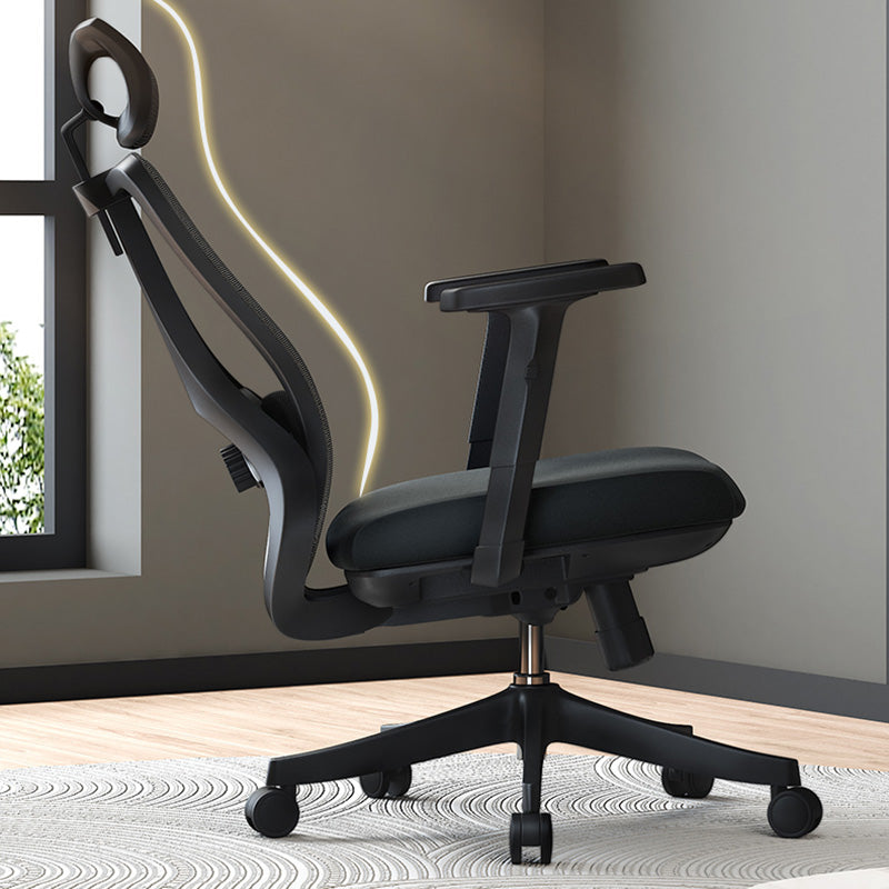 Black / Grey Mesh Office Chair Nylon Frame Rotatable Desk Chair with Wheels Clearhalo 'furn' 'furn_office_chair' 'Furniture' 'Office Chairs' 'Office Furniture' 'office_chair' 5593685