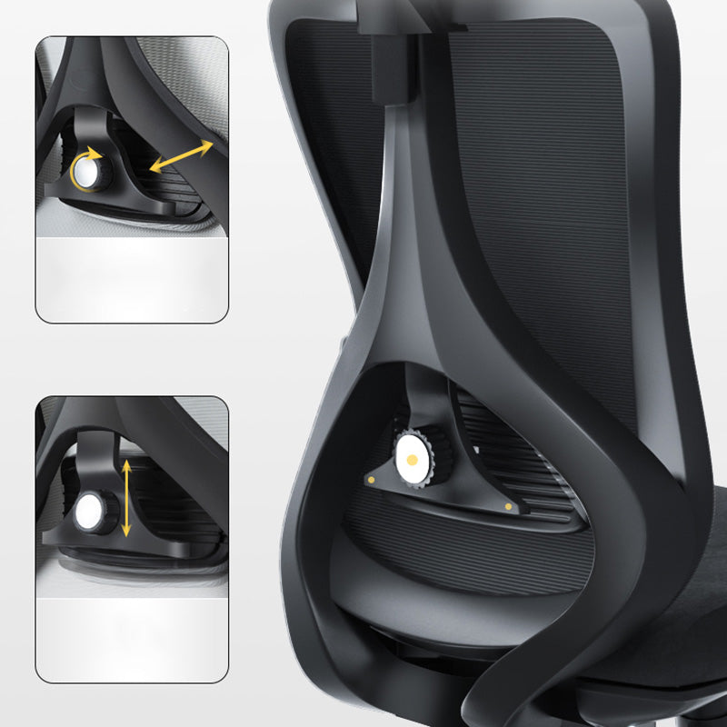 Black / Grey Mesh Office Chair Nylon Frame Rotatable Desk Chair with Wheels Clearhalo 'furn' 'furn_office_chair' 'Furniture' 'Office Chairs' 'Office Furniture' 'office_chair' 5593686