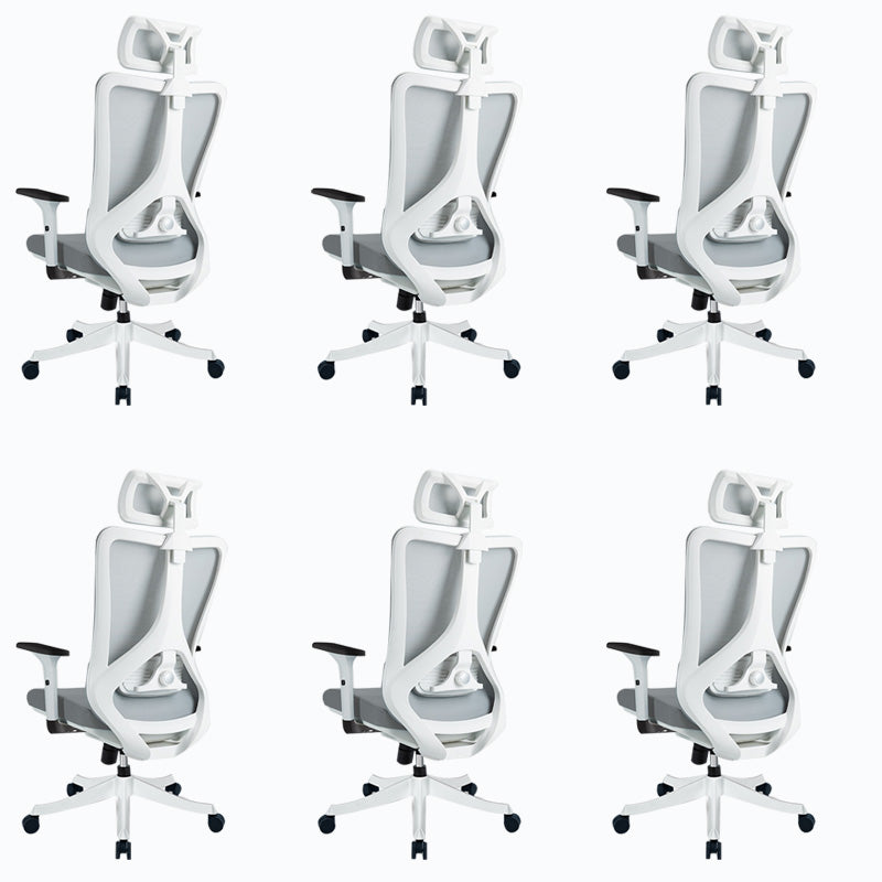 Black / Grey Mesh Office Chair Nylon Frame Rotatable Desk Chair with Wheels White 6 Piece Set Clearhalo 'furn' 'furn_office_chair' 'Furniture' 'Office Chairs' 'Office Furniture' 'office_chair' 5593687