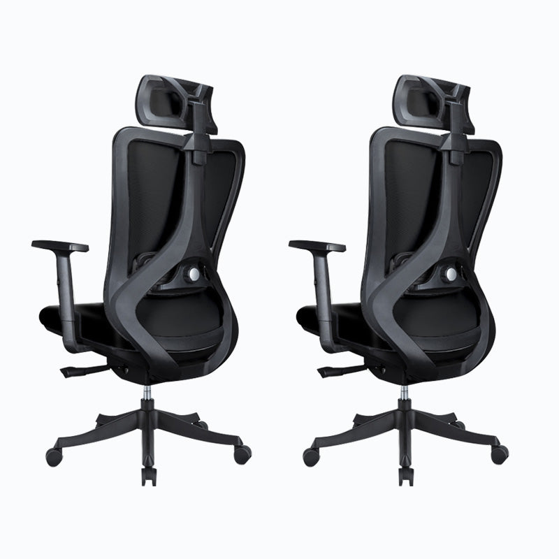 Black / Grey Mesh Office Chair Nylon Frame Rotatable Desk Chair with Wheels Black 2 Piece Set Clearhalo 'furn' 'furn_office_chair' 'Furniture' 'Office Chairs' 'Office Furniture' 'office_chair' 5593692