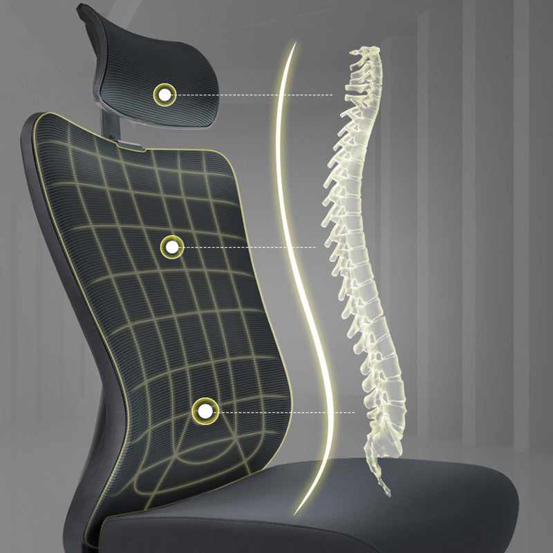 Black / Grey Mesh Office Chair Nylon Frame Rotatable Desk Chair with Wheels Clearhalo 'furn' 'furn_office_chair' 'Furniture' 'Office Chairs' 'Office Furniture' 'office_chair' 5593693