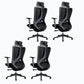 Black / Grey Mesh Office Chair Nylon Frame Rotatable Desk Chair with Wheels Black 4 Piece Set Clearhalo 'furn' 'furn_office_chair' 'Furniture' 'Office Chairs' 'Office Furniture' 'office_chair' 5593694