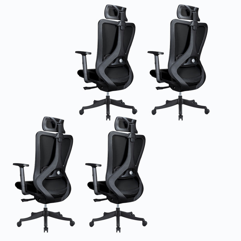 Black / Grey Mesh Office Chair Nylon Frame Rotatable Desk Chair with Wheels Black 4 Piece Set Clearhalo 'furn' 'furn_office_chair' 'Furniture' 'Office Chairs' 'Office Furniture' 'office_chair' 5593694
