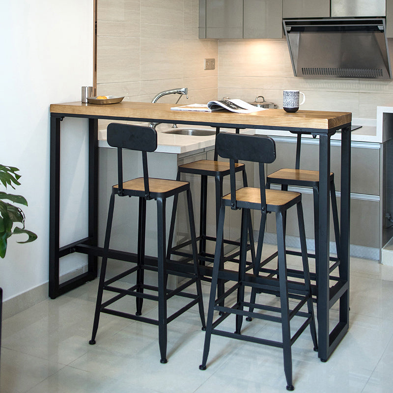 1/5 piezas Mesa de mesa de pub rectangular industrial de la mesa de madera con taburetes altos