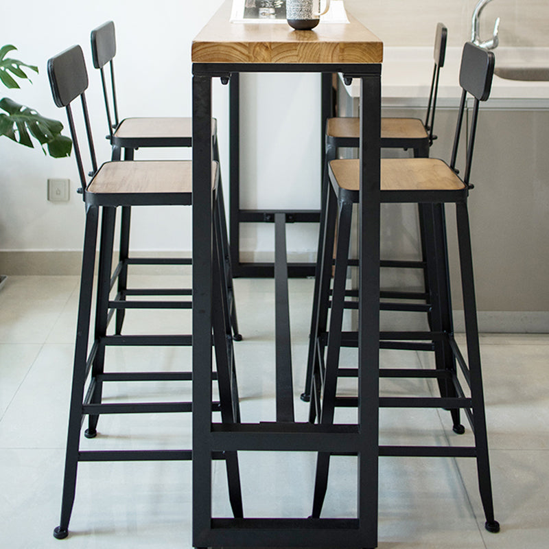 1/5 piezas Mesa de mesa de pub rectangular industrial de la mesa de madera con taburetes altos