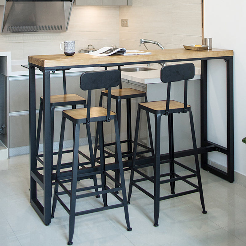 1/5 piezas Mesa de mesa de pub rectangular industrial de la mesa de madera con taburetes altos