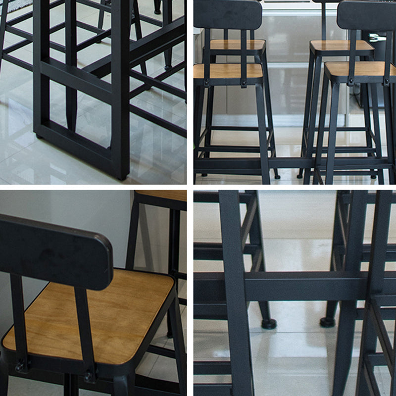 1/5 piezas Mesa de mesa de pub rectangular industrial de la mesa de madera con taburetes altos