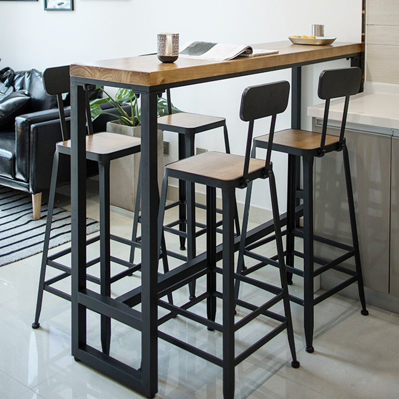 1/5 piezas Mesa de mesa de pub rectangular industrial de la mesa de madera con taburetes altos
