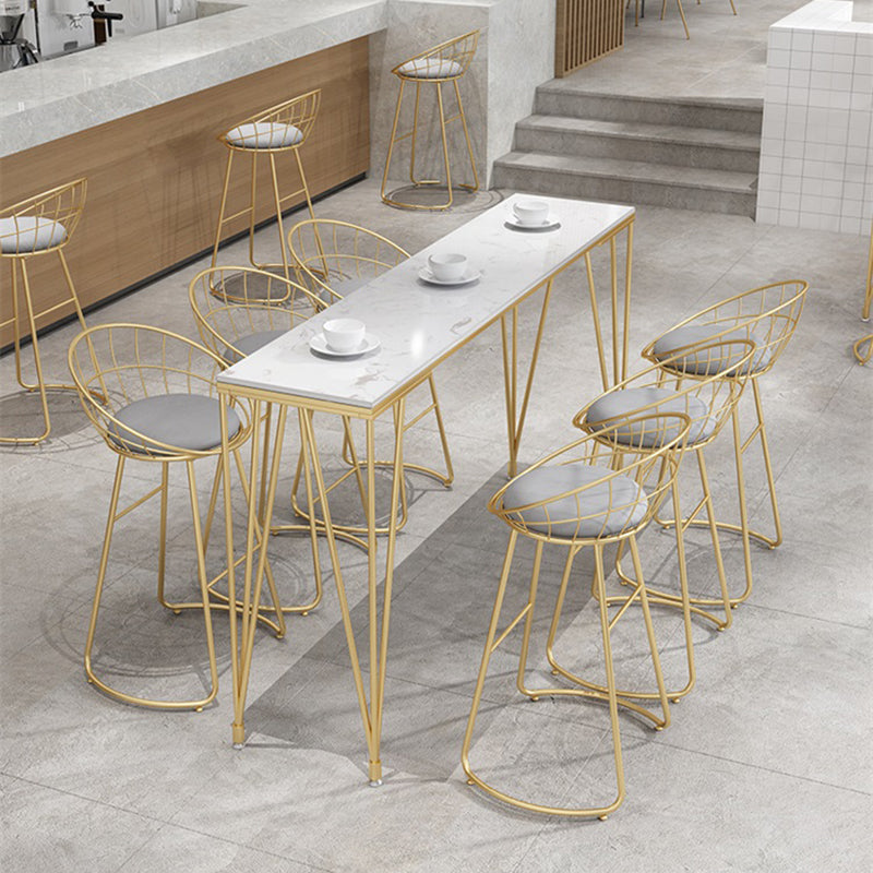 Glam 1/7 Pieces Bar Table Set Rectangle Stone Counter Table with High Stools Clearhalo 'Bar Furniture' 'furn' 'furn_home_bar_bar_sets' 'Furniture' 'Home Bars & Bar Sets' 'home_bar_bar_sets' 'Kitchen & Dining Furniture' 5596851