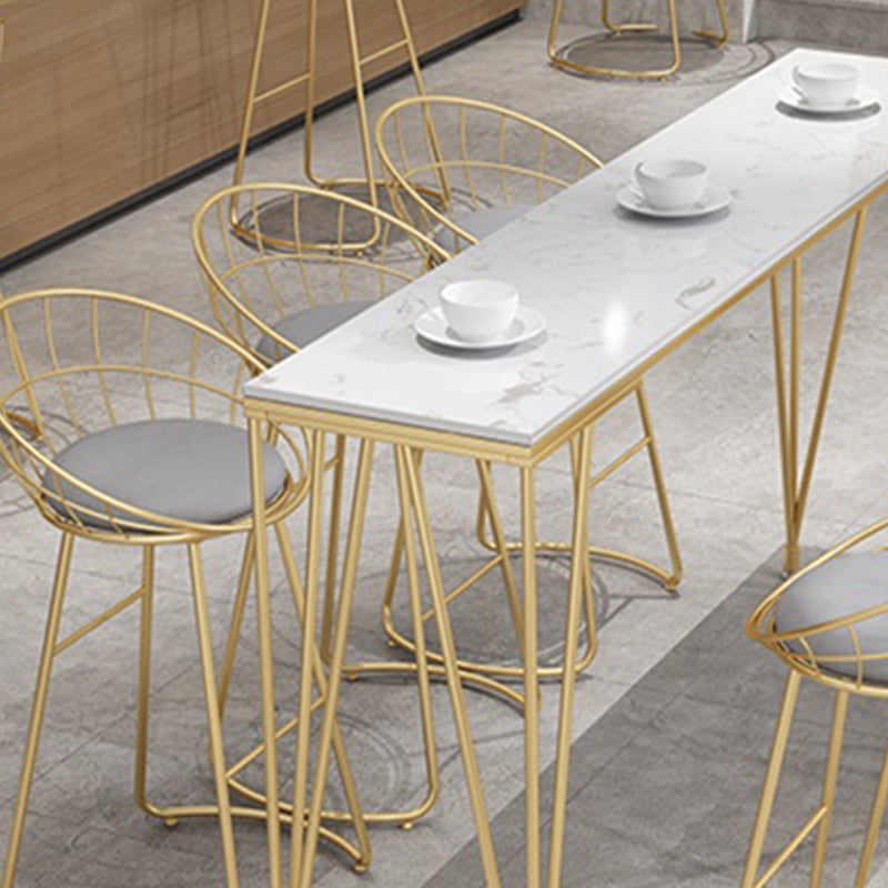 Glam 1/7 Pieces Bar Table Set Rectangle Stone Counter Table with High Stools Clearhalo 'Bar Furniture' 'furn' 'furn_home_bar_bar_sets' 'Furniture' 'Home Bars & Bar Sets' 'home_bar_bar_sets' 'Kitchen & Dining Furniture' 5596862