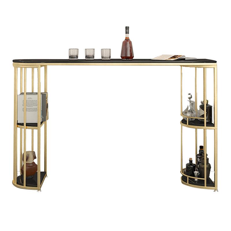 Indoor Oval Pub Dining Set 1/2/3 Pieces Stone and Metal Pub Set with Storage Clearhalo 'Bar Furniture' 'furn' 'furn_home_bar_bar_sets' 'Furniture' 'Home Bars & Bar Sets' 'home_bar_bar_sets' 'Kitchen & Dining Furniture' 5596881