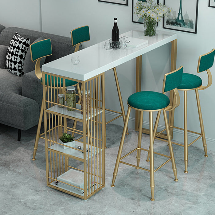 1/4 stuks luxueuze rechthoek pubtafel set marmeren aanrechttafel ingesteld met hoge ontlasting