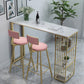 1/4 stuks luxueuze rechthoek pubtafel set marmeren aanrechttafel ingesteld met hoge ontlasting