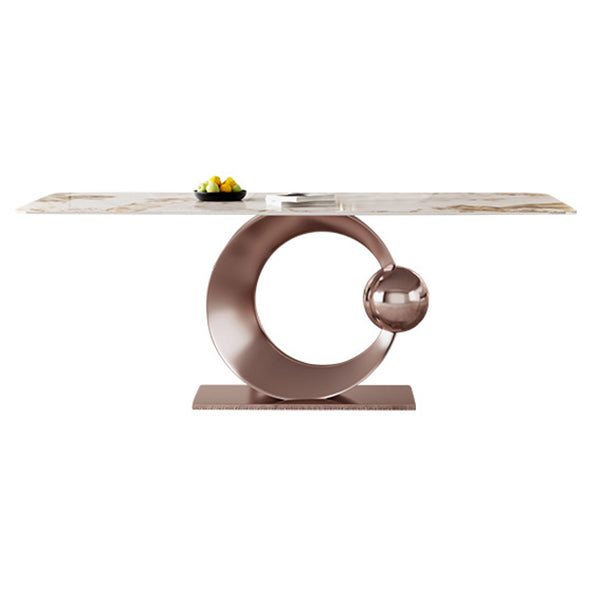 Luxurious Sintered Stone Top Dining Set Rectangle 1/4/5/7/9 Pieces Dining Room Table Set Gold 79"L x 35"W Clearhalo 'Dining Room Sets' 'Dining Tables & Seating' 'dining_room_set' 'furn' 'furn_dining_room_set' 'Furniture' 'Kitchen & Dining Furniture' 5596972