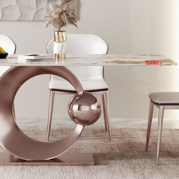 Luxurious Sintered Stone Top Dining Set Rectangle 1/4/5/7/9 Pieces Dining Room Table Set Clearhalo 'Dining Room Sets' 'Dining Tables & Seating' 'dining_room_set' 'furn' 'furn_dining_room_set' 'Furniture' 'Kitchen & Dining Furniture' 5596979