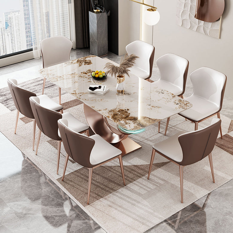Luxurious Sintered Stone Top Dining Set Rectangle 1/4/5/7/9 Pieces Dining Room Table Set Clearhalo 'Dining Room Sets' 'Dining Tables & Seating' 'dining_room_set' 'furn' 'furn_dining_room_set' 'Furniture' 'Kitchen & Dining Furniture' 5596984