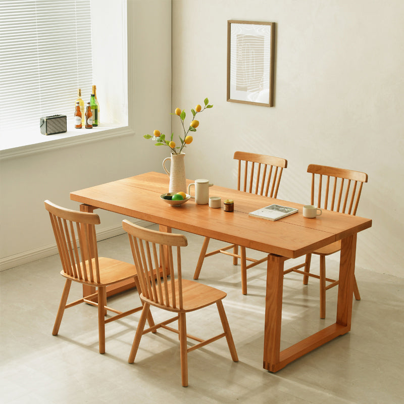 Juego de comedor moderno de 1/3/3/5 piezas, juego de comedor rectangular de madera maciza en color natural