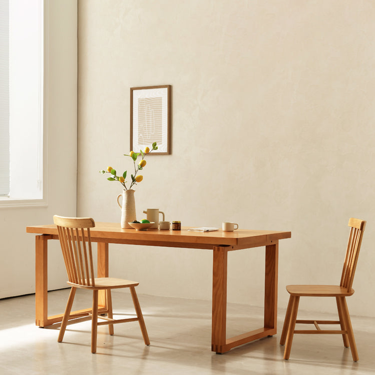 Juego de comedor moderno de 1/3/3/5 piezas, juego de comedor rectangular de madera maciza en color natural