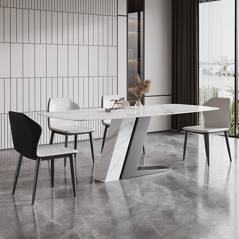 Contemporary Dining Set 1/4/5/7 Pcs Dining Table Set with Sintered Stone Top Clearhalo 'Dining Room Sets' 'Dining Tables & Seating' 'dining_room_set' 'furn' 'furn_dining_room_set' 'Furniture' 'Kitchen & Dining Furniture' 5597012