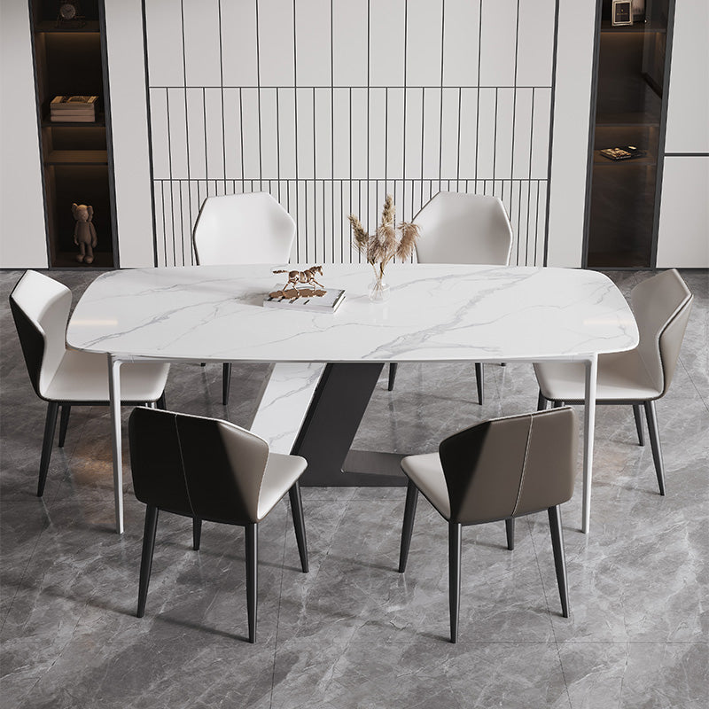 Contemporary Dining Set 1/4/5/7 Pcs Dining Table Set with Sintered Stone Top Clearhalo 'Dining Room Sets' 'Dining Tables & Seating' 'dining_room_set' 'furn' 'furn_dining_room_set' 'Furniture' 'Kitchen & Dining Furniture' 5597013