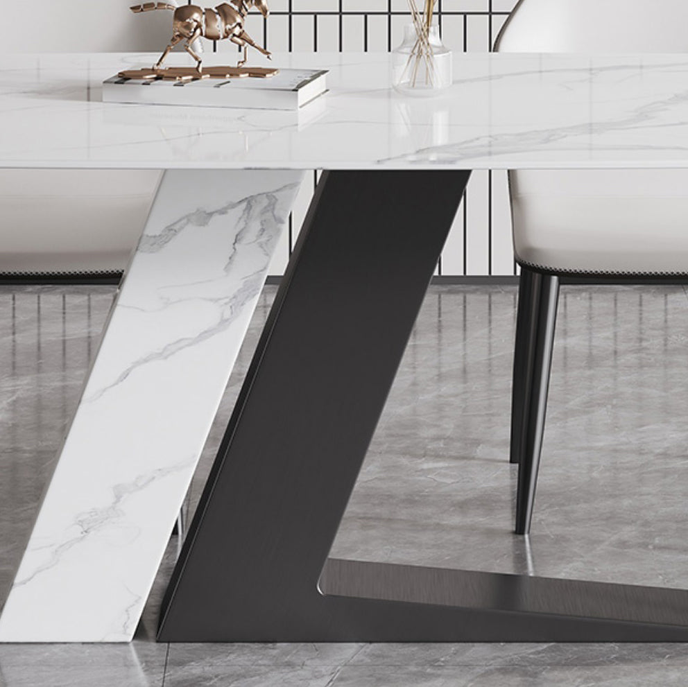 Contemporary Dining Set 1/4/5/7 Pcs Dining Table Set with Sintered Stone Top Clearhalo 'Dining Room Sets' 'Dining Tables & Seating' 'dining_room_set' 'furn' 'furn_dining_room_set' 'Furniture' 'Kitchen & Dining Furniture' 5597018