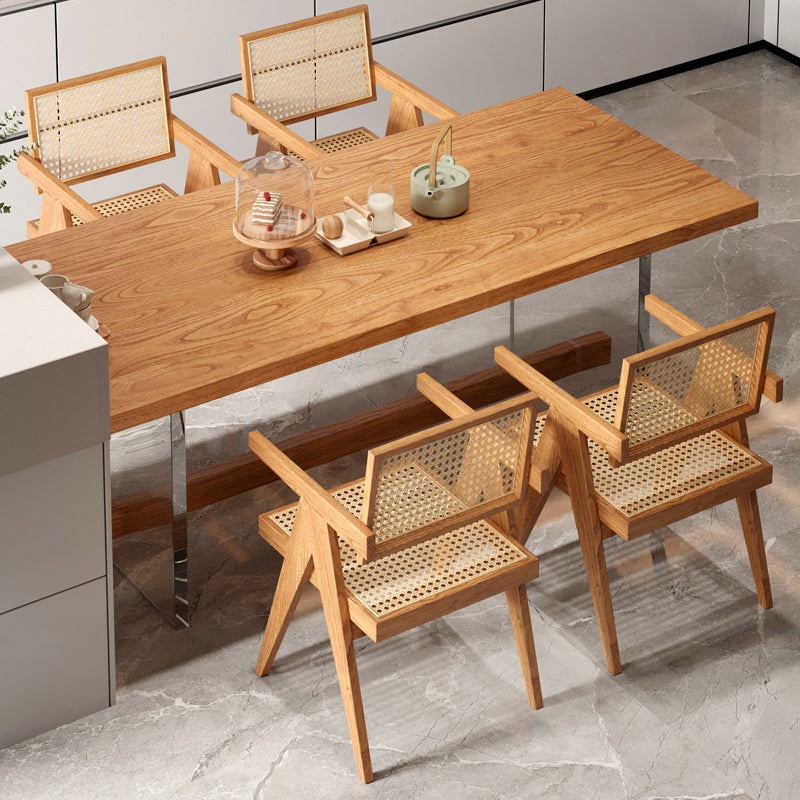 Modern Solid Wood Dining Set 1/2/5/7 Pieces Dining Table with Wood Chairs 5 Pieces: Table, 4 Chairs Clearhalo 'Dining Room Sets' 'Dining Tables & Seating' 'dining_room_set' 'furn' 'furn_dining_room_set' 'Furniture' 'Kitchen & Dining Furniture' 5597066