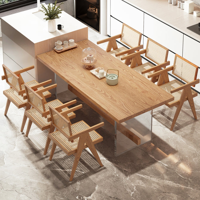 Modern Solid Wood Dining Set 1/2/5/7 Pieces Dining Table with Wood Chairs Clearhalo 'Dining Room Sets' 'Dining Tables & Seating' 'dining_room_set' 'furn' 'furn_dining_room_set' 'Furniture' 'Kitchen & Dining Furniture' 5597069