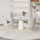 Nordic 1/4/5 Pieces Dining Set Round Stone Dining Table for Dining Room 5 Pieces: Table, 4 Light Gray Chairs Clearhalo 'Dining Room Sets' 'Dining Tables & Seating' 'dining_room_set' 'furn' 'furn_dining_room_set' 'Furniture' 'Kitchen & Dining Furniture' 5597158