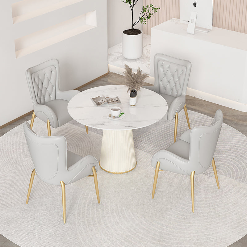 Nordic 1/4/5 Pieces Dining Set Round Stone Dining Table for Dining Room Clearhalo 'Dining Room Sets' 'Dining Tables & Seating' 'dining_room_set' 'furn' 'furn_dining_room_set' 'Furniture' 'Kitchen & Dining Furniture' 5597161