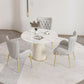 Nordic 1/4/5 Pieces Dining Set Round Stone Dining Table for Dining Room 4 Pieces: Table, 3 Chairs Clearhalo 'Dining Room Sets' 'Dining Tables & Seating' 'dining_room_set' 'furn' 'furn_dining_room_set' 'Furniture' 'Kitchen & Dining Furniture' 5597163