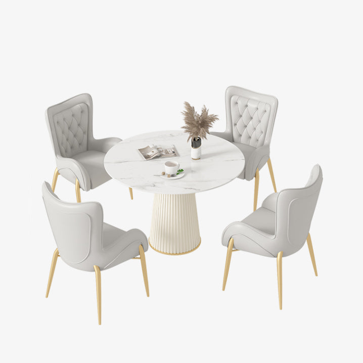 Nordic 1/4/5 Pieces Dining Set Round Stone Dining Table for Dining Room Clearhalo 'Dining Room Sets' 'Dining Tables & Seating' 'dining_room_set' 'furn' 'furn_dining_room_set' 'Furniture' 'Kitchen & Dining Furniture' 5597168