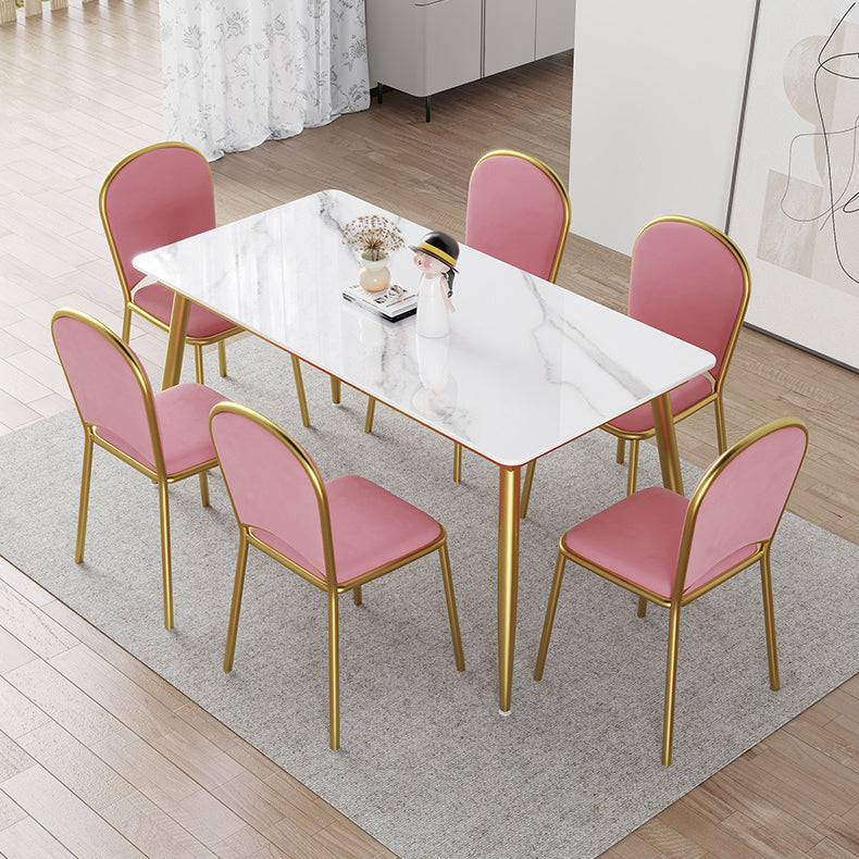 Nordic 1/4/5/7 Pieces Dining Set Rectangle Stone Dining Table for Kitchen Dining Room 7 Pieces: Table, 6 Chairs Clearhalo 'Dining Room Sets' 'Dining Tables & Seating' 'dining_room_set' 'furn' 'furn_dining_room_set' 'Furniture' 'Kitchen & Dining Furniture' 5597269