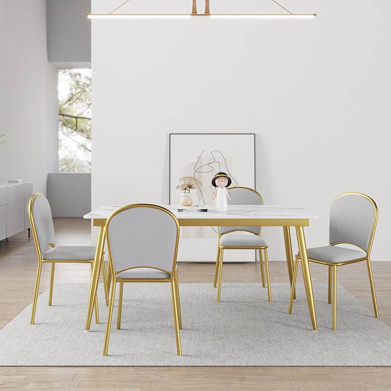 Nordic 1/4/5/7 Pieces Dining Set Rectangle Stone Dining Table for Kitchen Dining Room 5 Pieces: Table, 4 Grey Chairs Clearhalo 'Dining Room Sets' 'Dining Tables & Seating' 'dining_room_set' 'furn' 'furn_dining_room_set' 'Furniture' 'Kitchen & Dining Furniture' 5597271