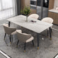 Mesa de comedor rectangular de piedra sinterizada, mueble moderno blanco-negro con 4 patas para el hogar