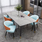 Mesa de comedor rectangular de piedra sinterizada, mueble moderno blanco-negro con 4 patas para el hogar