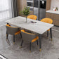 Mesa de comedor rectangular de piedra sinterizada, mueble moderno blanco-negro con 4 patas para el hogar